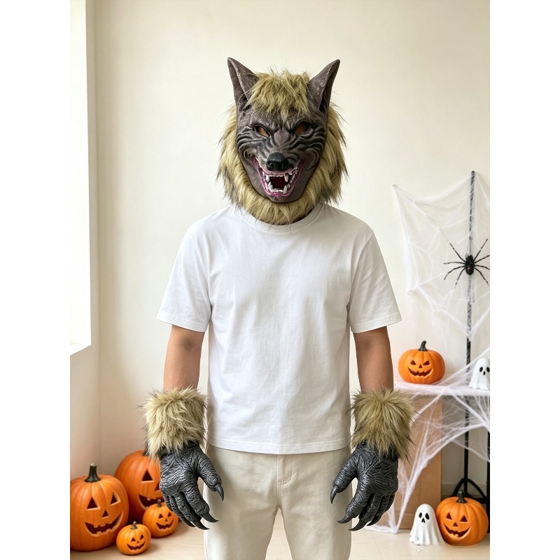 Formal Wear Gloves Men - Halloween Wolf Head Mask and Gloves