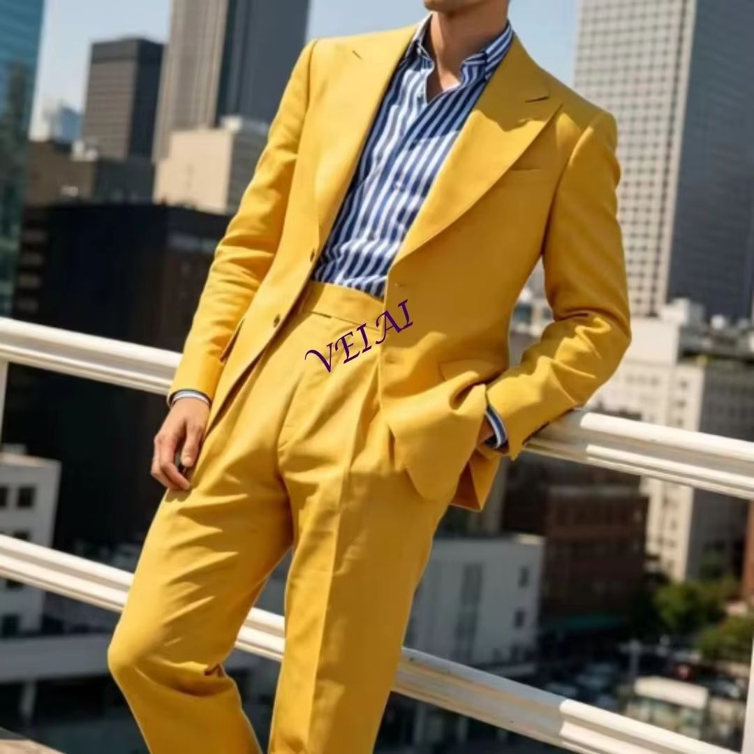 Men'S Relaxed Formal Wear - Summer Sage Green Linen 2-Piece Men's