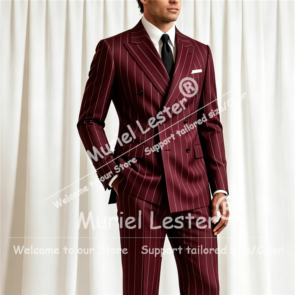 Men'S Formal Wear Attire - Elegant Stripes Suit Men 2 Piece