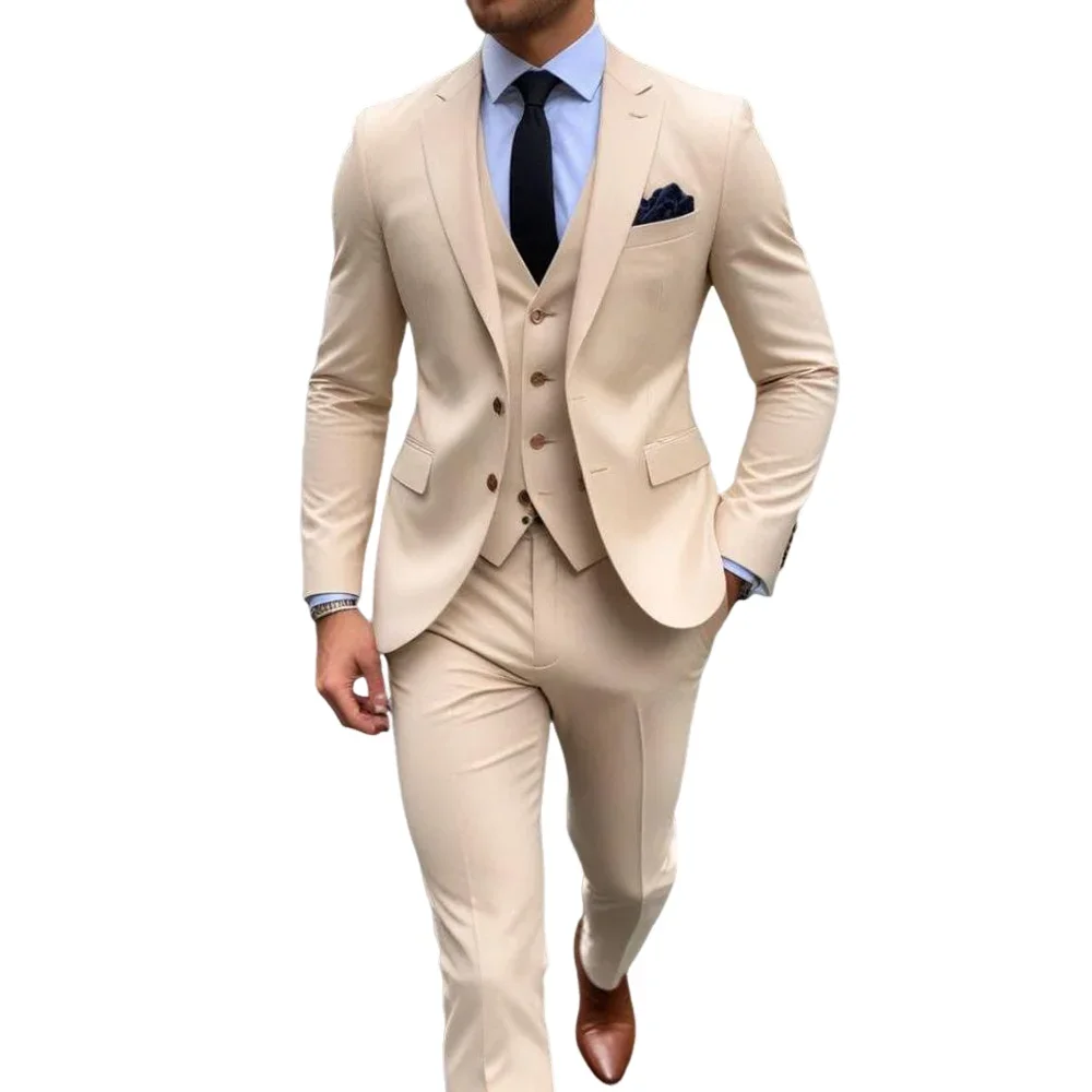 Men Formal Wear Shop - Men's Stylish Khaik 3 Piece Suits