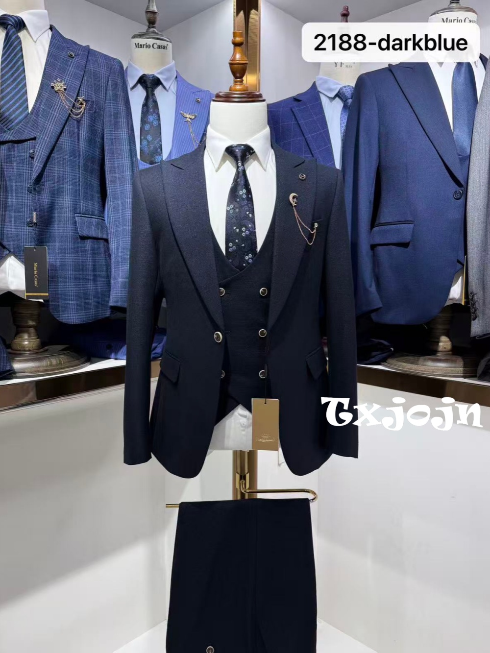 Men Formal Wear Blue - Dark Blue Men's Formal Suit Set