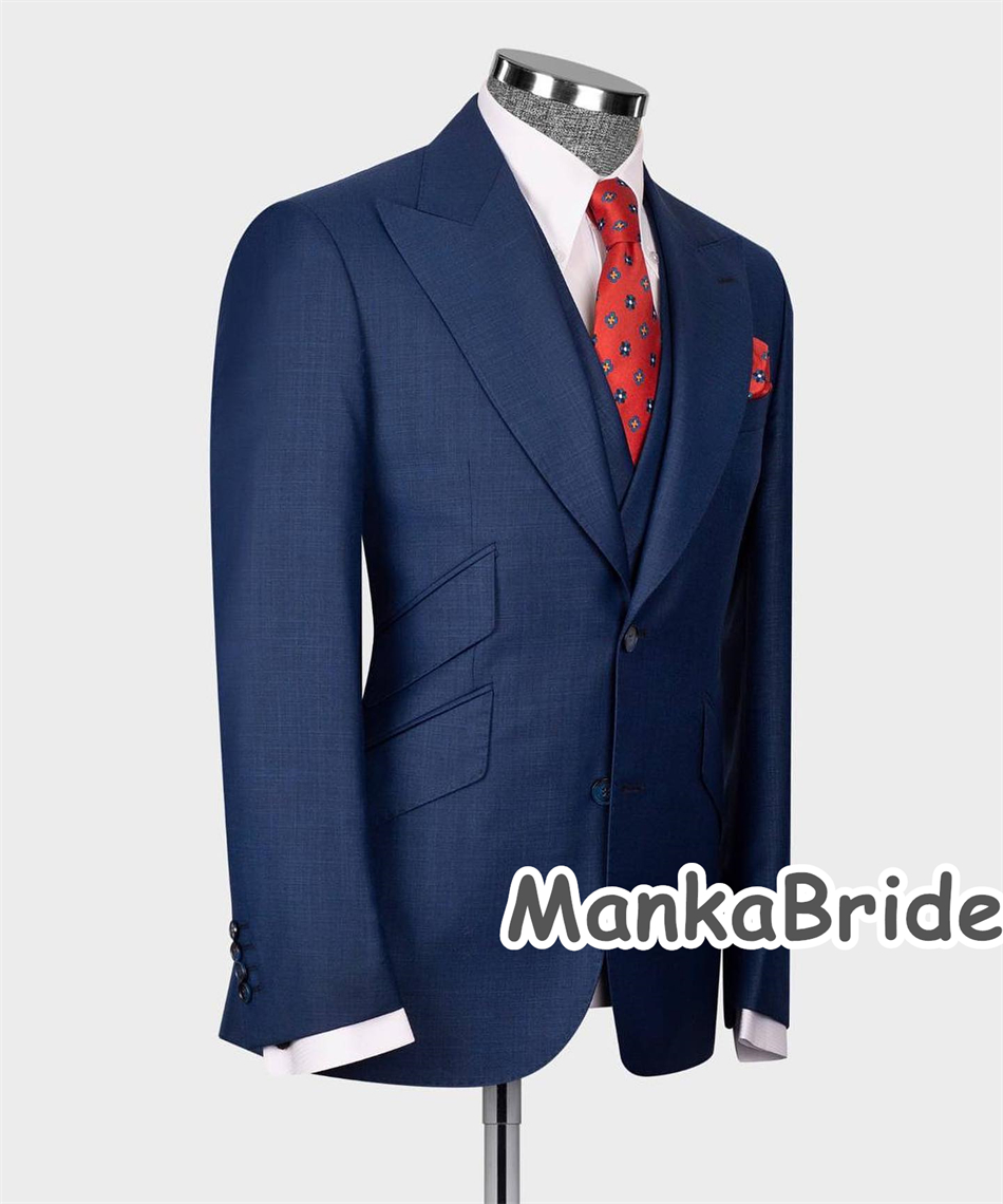 Elegant Navy Blue Classic Wedd - đánh giá và giá Men Formal Wear Blue