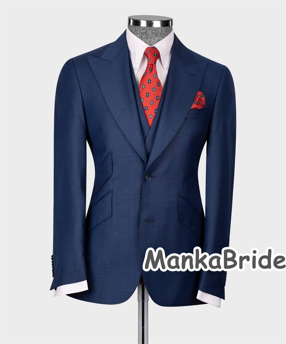 Elegant Navy Blue Classic Wedd - đánh giá và giá Men Formal Wear Blue