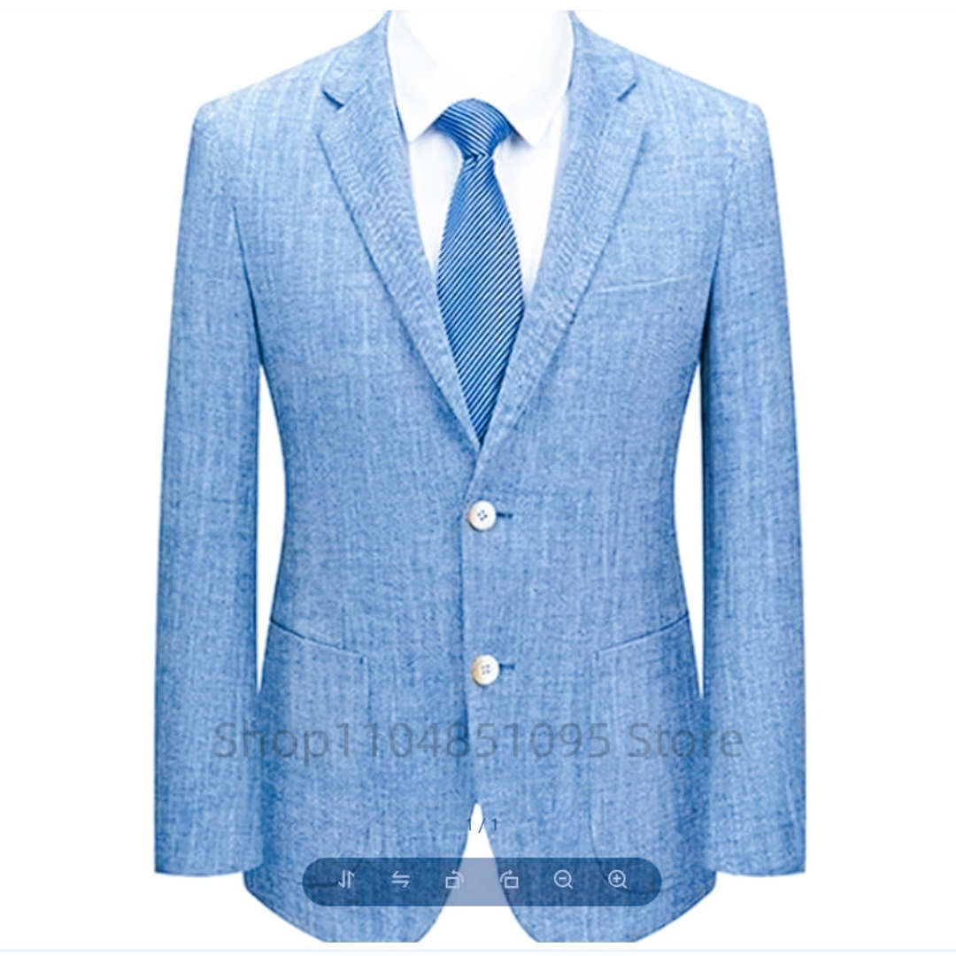 Men's Slim Fit Linen Suit Blaz - đánh giá và giá Men Formal Wear Blue