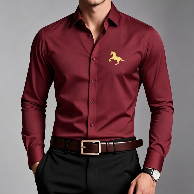 Elegant Golden Horse Logo Prin - đánh giá và giá Men Formal Wear Shop