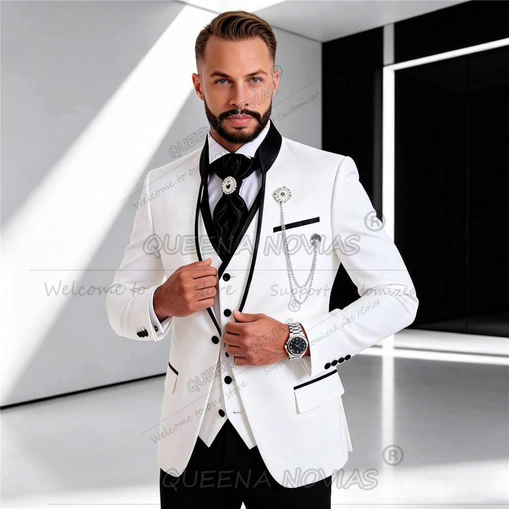 Elegant White Suit Men 3 Piece - đánh giá và giá Men'S Formal Wear Attire