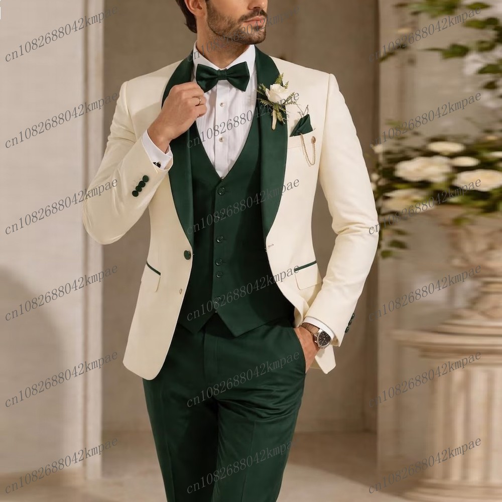 New Ivory And Dark Green Forma - đánh giá và giá Men Formal Wear Vest