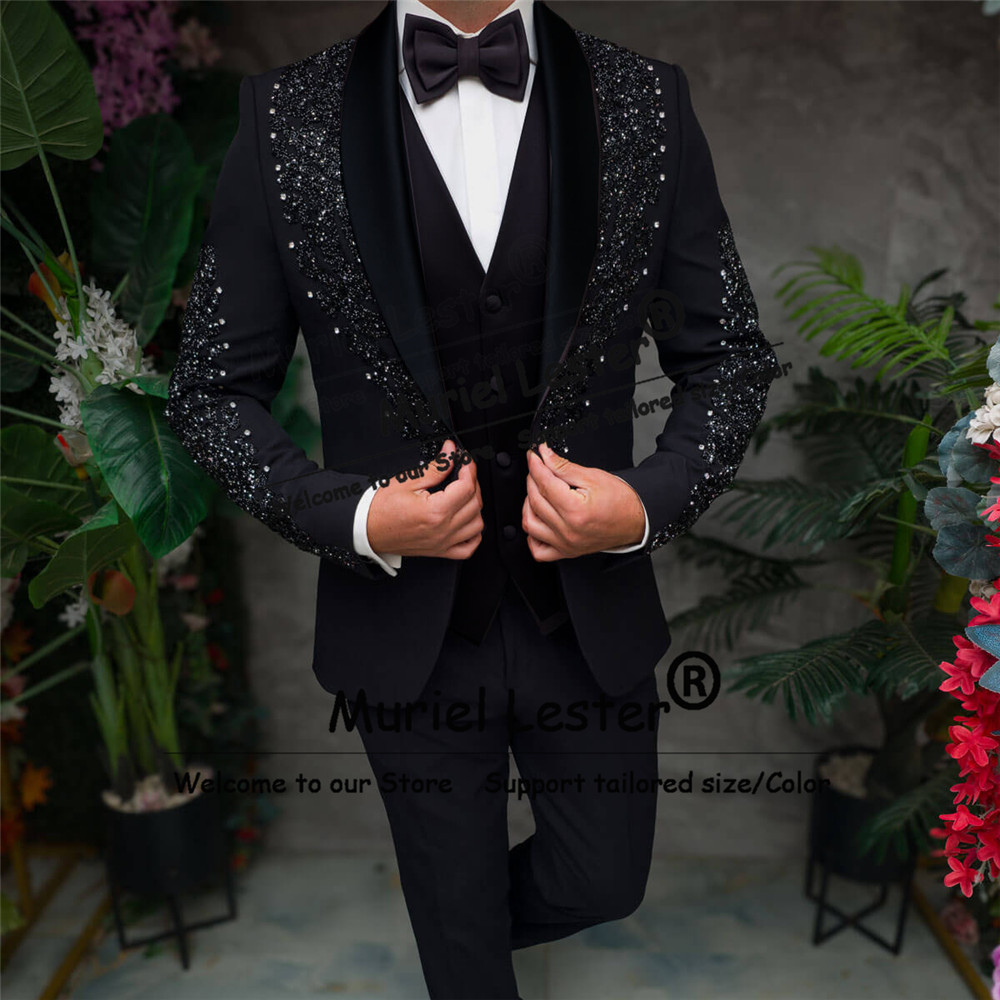 Sparkly Crystals Beaded Suits  - đánh giá và giá Men'S Formal Wear Attire