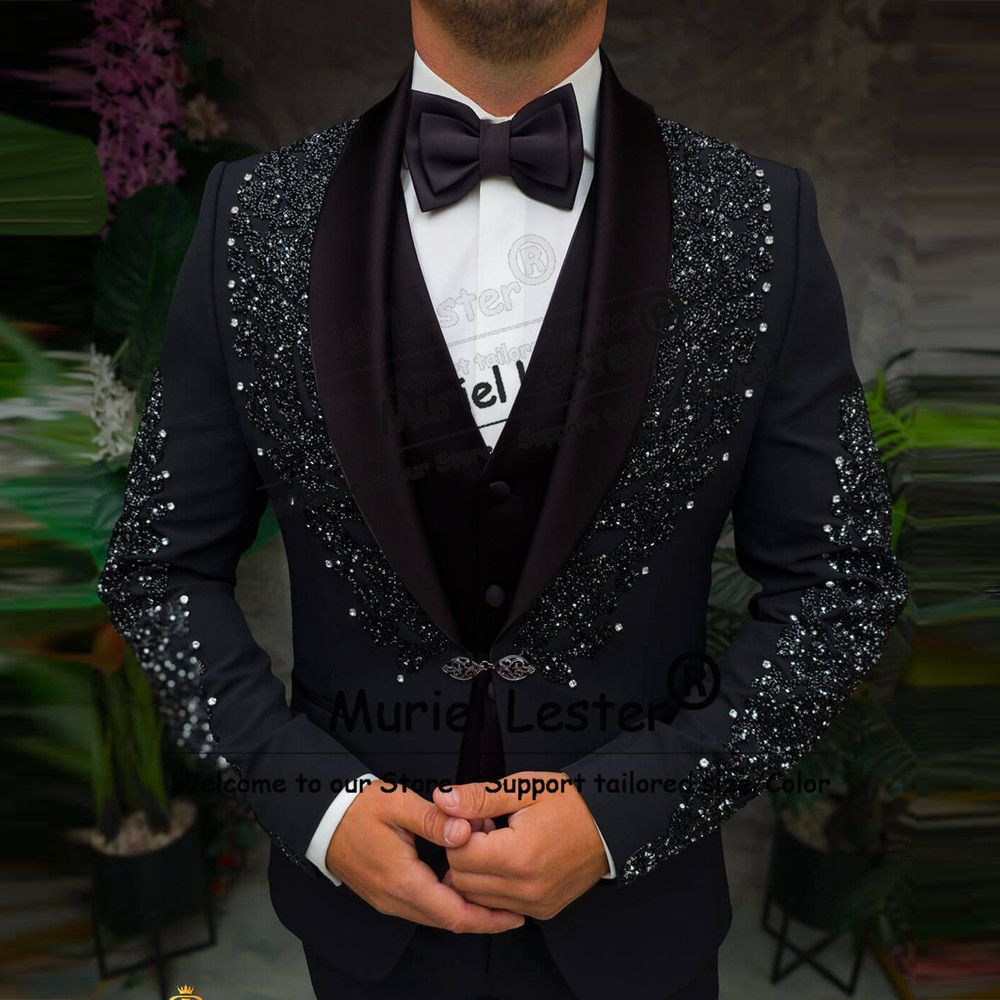 Sparkly Crystals Beaded Suits  - đánh giá và giá Men'S Formal Wear Attire