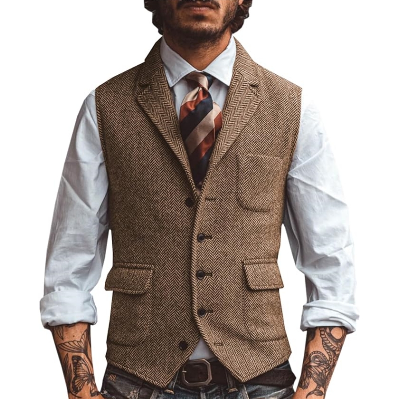New V Neck Lapel Men's Suits V - đánh giá và giá Men Formal Wear Vest