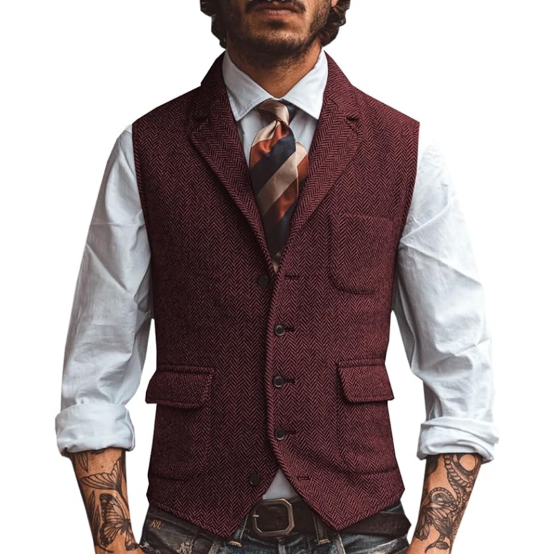 New V Neck Lapel Men's Suits V - đánh giá và giá Men Formal Wear Vest