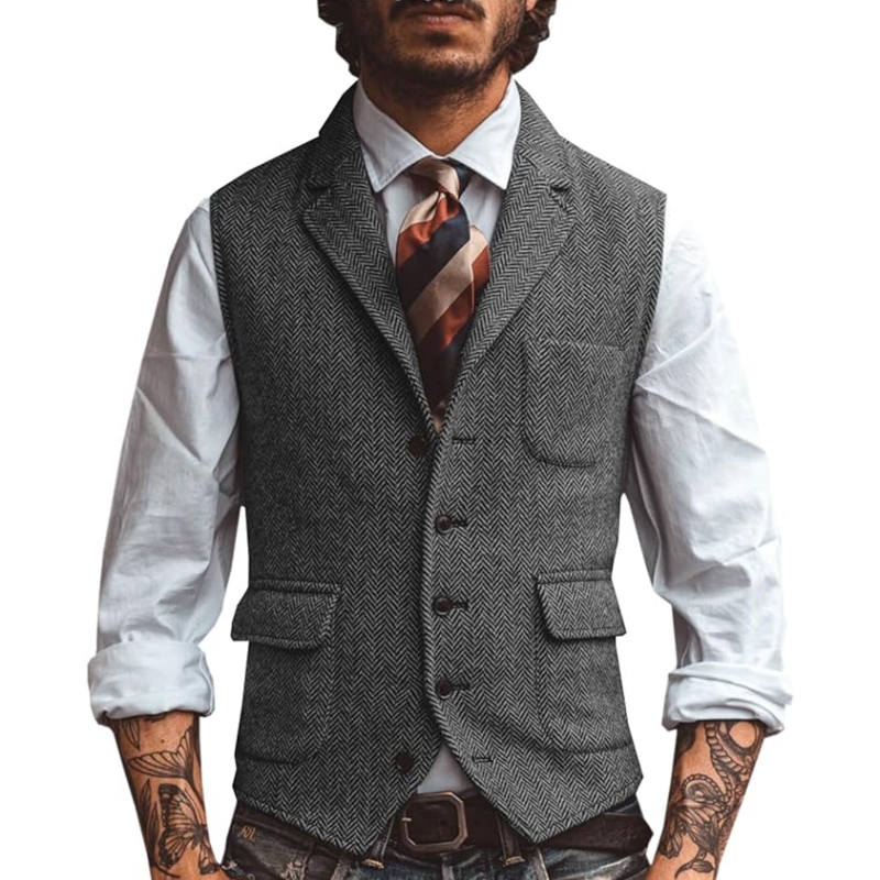 New V Neck Lapel Men's Suits V - đánh giá và giá Men Formal Wear Vest