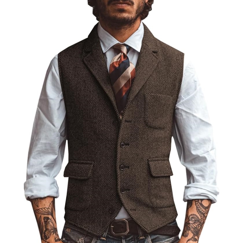 New V Neck Lapel Men's Suits V - đánh giá và giá Men Formal Wear Vest