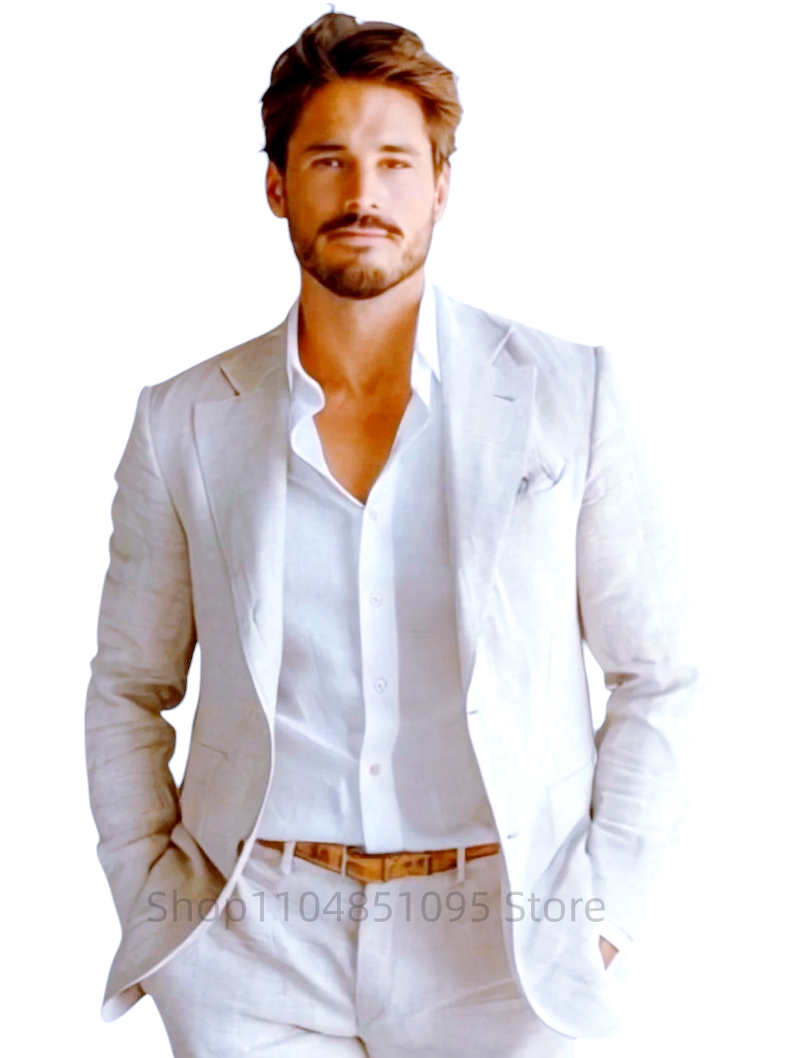 Blue Slim Fit Men's Linen Blaz - đánh giá và giá Men Formal Wear Blue