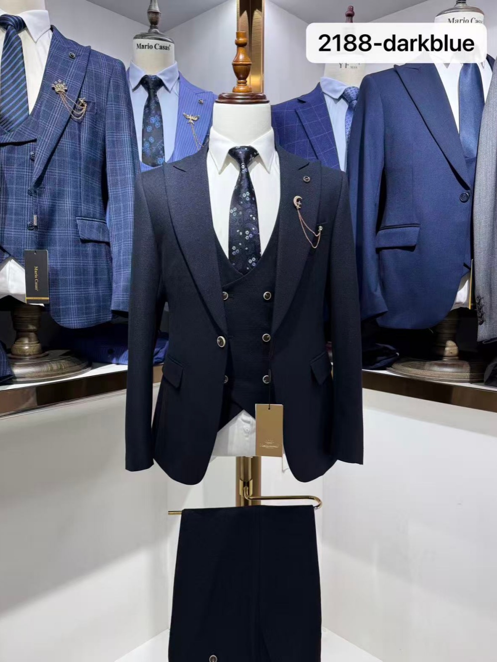 Dark Blue Men's Formal Suit Se - đánh giá và giá Men Formal Wear Blue