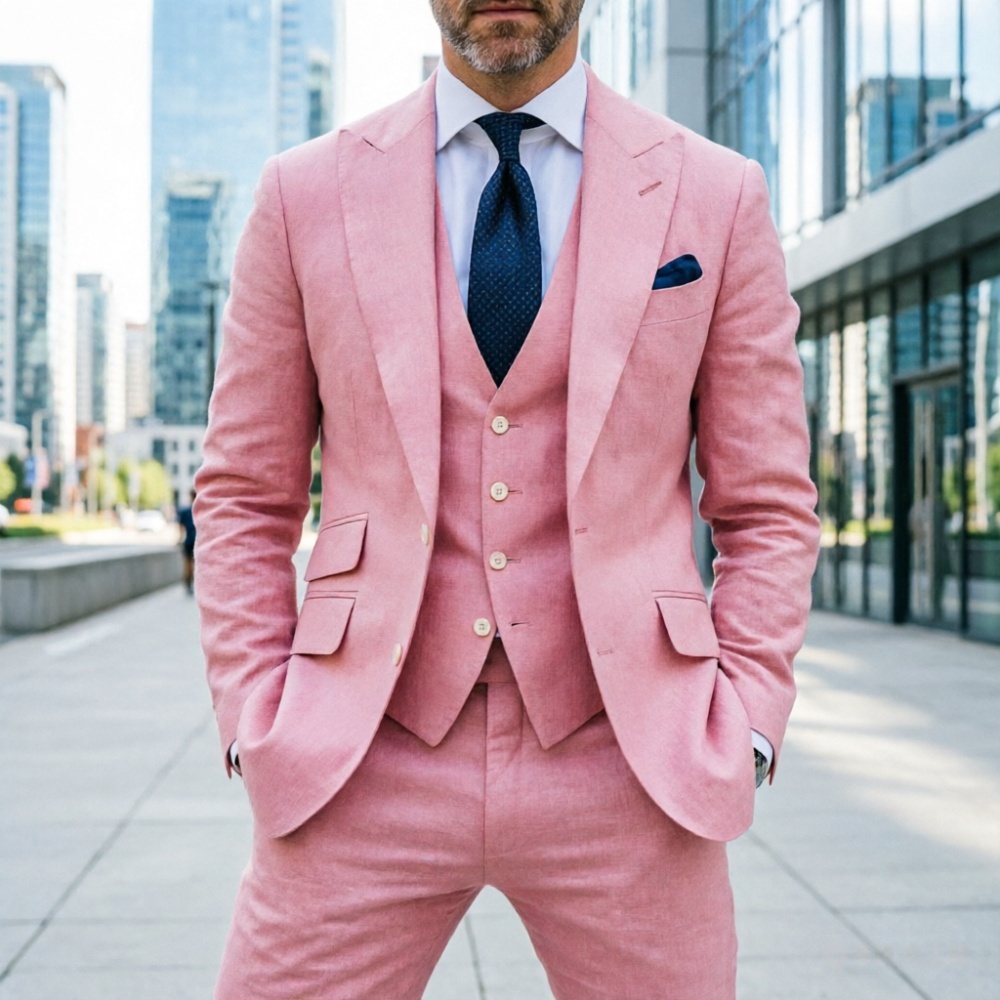 Sky Blue Linen Men Wedding Tux - đánh giá và giá Men Formal Wear Blue