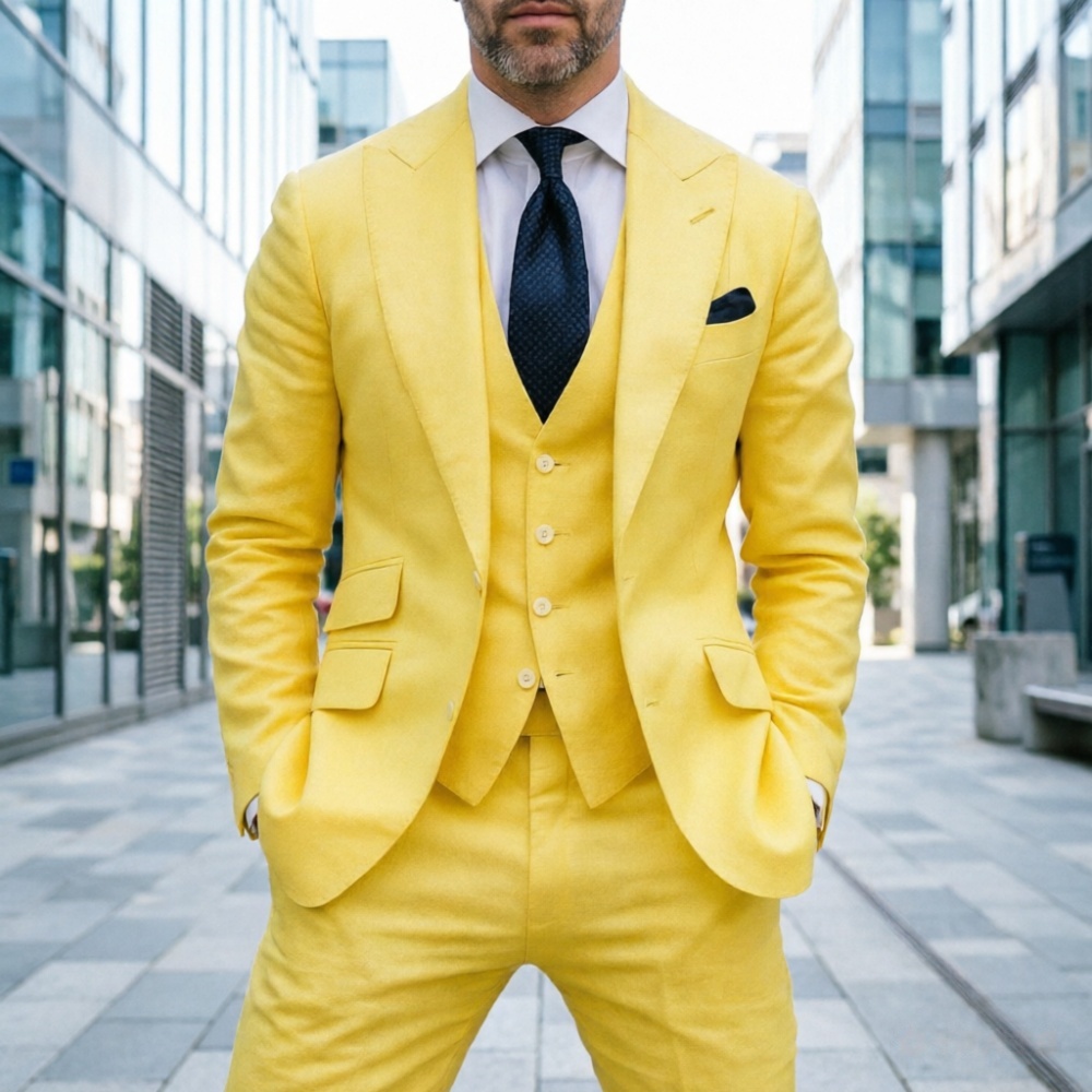 Sky Blue Linen Men Wedding Tux - đánh giá và giá Men Formal Wear Blue