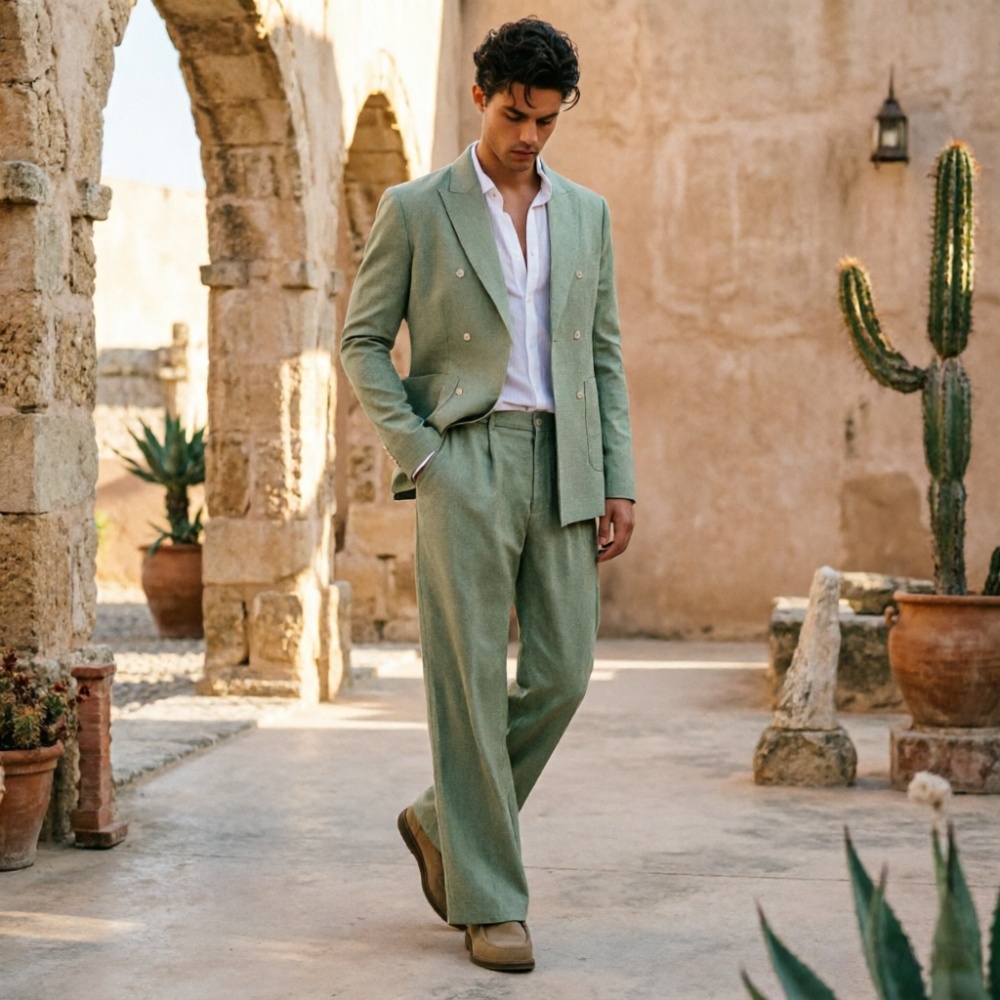 Sage Green Linen Men Suits Rel - đánh giá và giá Men'S Relaxed Formal Wear