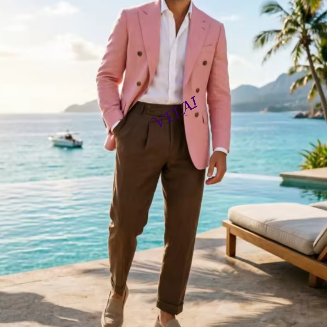 Customized 2 Piece Beige Linen - đánh giá và giá Men'S Formal Wear Attire